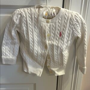 Ralph Lauren Ivory Cable Knit Kids Cardigan